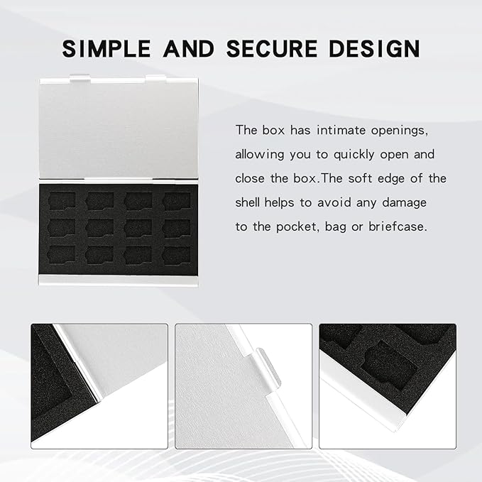 Aluminum SD Card Case, 21Slots Ultrathin SD Card Holder, Memory Card Storage Holder, Fit for 3 SD Card, 18 Micro SD Card, Silver