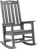 Psilvam Outdoor Rocking Chair, Poly Lumber Oversized Rocking Chair with 21" Wide Seat and 32" Tall Backrest, Pre-Assembled with Most Components for Effortless Installation(Dark Gray)