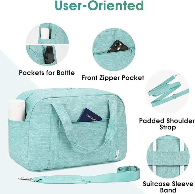 Narwey 18" Carry on Bag Underseat for Airplane with Wet Pocket Spirit Airlines Personal Item Bag Travel Duffel Bag Small Gym Bag Weekender Overnight for Women and Men (Mint Green)