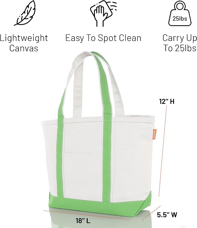 CB STATION Medium Classic Canvas Tote Bag for Women, Top Zipper Closure, Outer Pocket, Daily Essentials, Groceries, Traveling