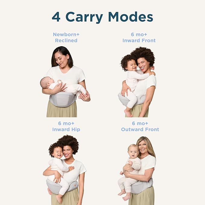 Ergobaby Lift Ergonomic Baby Hip Seat Carrier with Storage, Comfortable Wide Waistbelt and Lumbar Support (17lbs - 45lbs) - Anti-Slip Toddler Carrier - Onyx Black