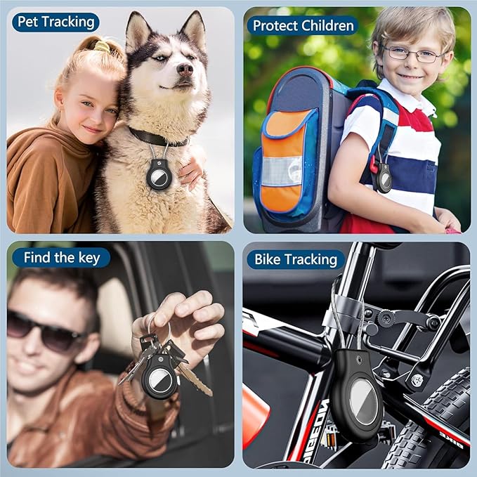 Waterproof Airtag Holder,Airtag Case with Secure Lock,Airtags Keychain for Apple Airtag,Anti-Lost Protective Cover Air tag Accessories for GPS Item Finder Tracker Luggage,Bag,Key,Pet,Cat Dog,Black