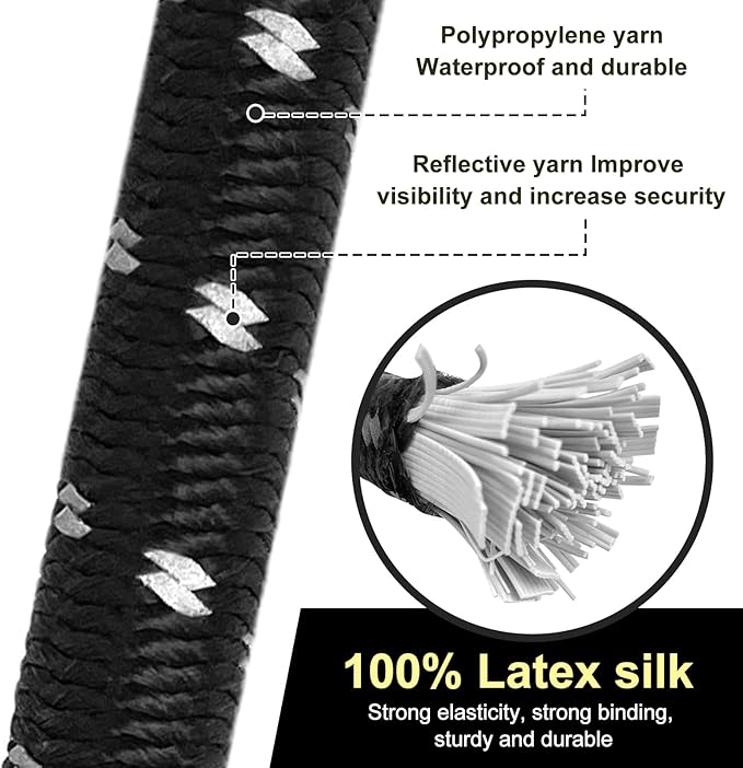 Bungee Cord Luggage Cord Resilience 32 Inch 4 Pieces for SecuringTents, Tarps, Luggage ，Truck, ATV Off-Road Motorcycle Bicycle Riding,Multi-Scenario Applicable (Black)
