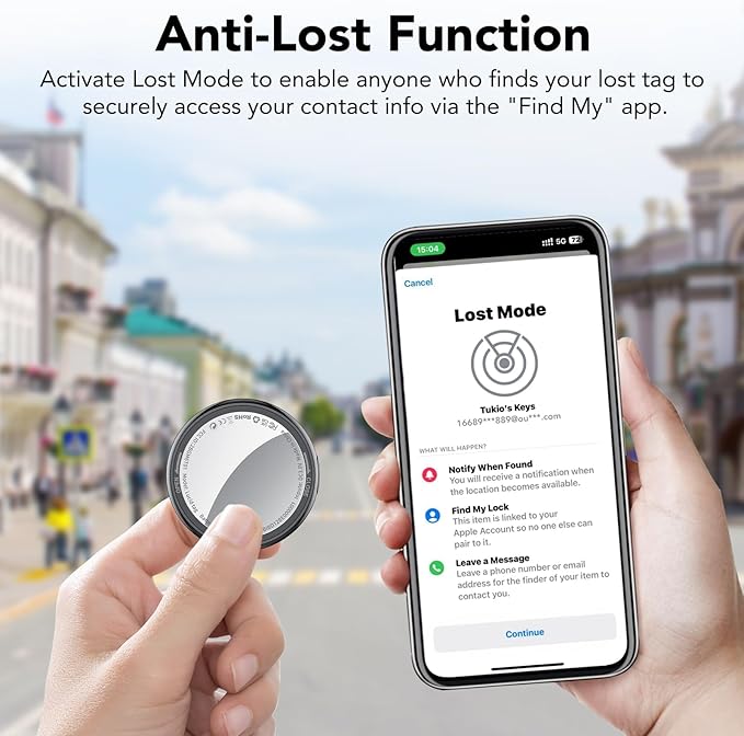 2025 New [Apple MFi Certified] (iOS Only) Air Tracker Tag-1 Pack, Bluetooth Tracker for Apple Find My, Replaceable Battery, Key Finder and Item Locator Smart Tag for Keys, Bags, Luggage, Pets, (Black)