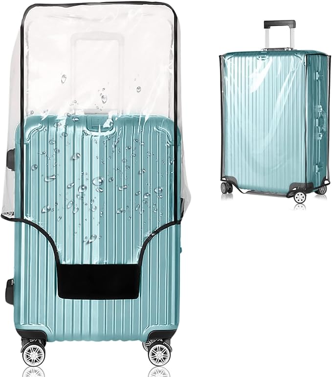 Suitcase Covers for Luggage – TSA Approved Clear PVC Luggage Protector Cover, Thick Transparent Waterproof Sleeve with Large Hook and Loop Closure, Fits 24" Wheeled Suitcases