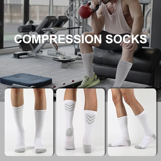 DOVAVA Dri-tech Compression Crew Socks (4/6 Pairs), Comfort Boost Circulation