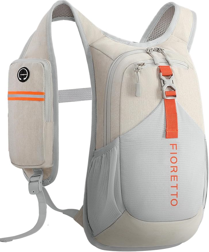 FIORETTO 10L Hiking Backpack for Women Men Mini Packable Backpack Lightweight Small Daypack for Camping Travel Outdoor, Beige