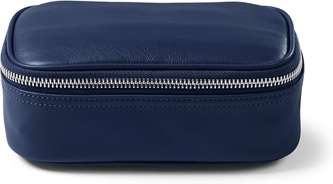Leatherology Navy Blue Small Travel Organizer - Zipped mesh storage pocket, elastic loops for organization, compact travel size