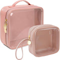 KOTORA TSA Approved Toiletry Bag with Mini Clear Makeup Bag PVC Cosmetic Bags for Women and Men, Carry on Airport Airline Compliant Bag Car Accessories for Women Men(A-Clear Pink)