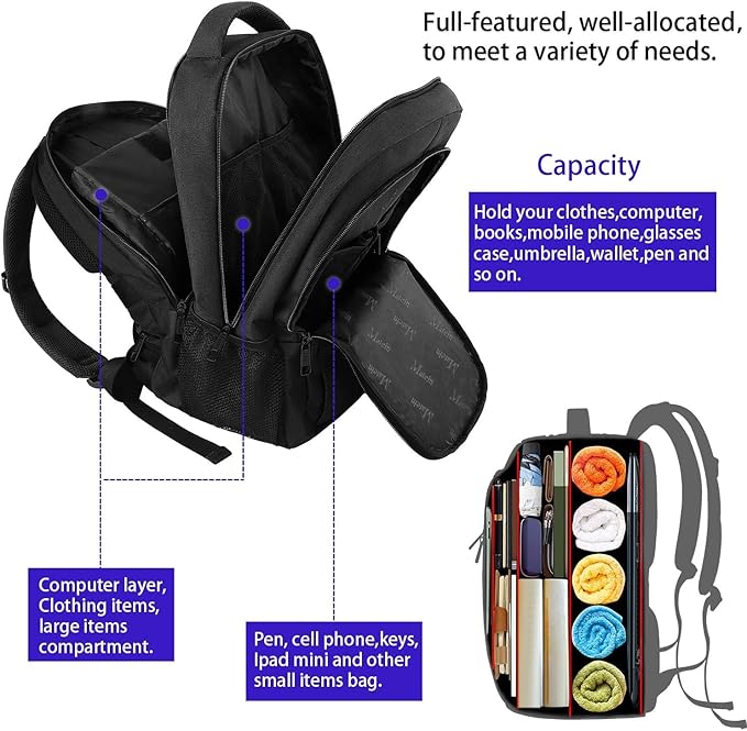 MATEIN Extra Large Travel Backpack, TSA Friendly 18.4 Inch Laptop Backpack with USB Charging Port, Anti Theft Flight Approved Business Work College Computer Big Bag for Women Men, Black