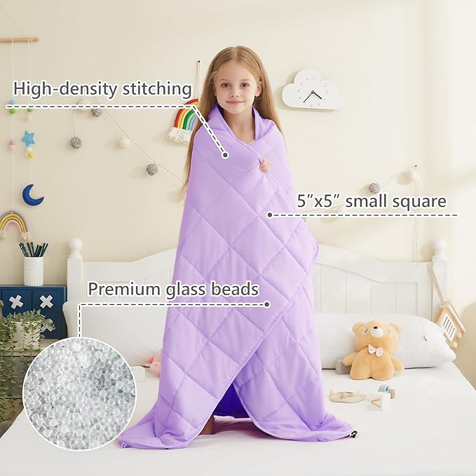 L'AGRATY Weighted Blanket - 36"x48" 3lbs Weighted Blanket Microfiber Material with Glass Beads Small Blanket for All-Season Summer Fall Winter Soft Thick Blanket