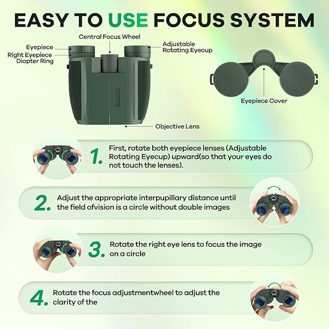 10x25 Compact Binoculars for Adults and Kids, Large View Waterproof Small Binoculars with Low Light Vision BAK4 Prism FMC Lens for Cruise Ship Bird Watching Travel Sightseeing Concert Hunting