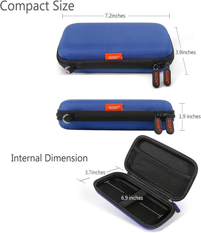 Blue Shockproof Charger Carrying Case - GLCON Small Hard Travel EVA Case for WD Seagate Toshiba Hard Drive, Power Bank, Electronic Accessories, Cord, Cable - High Protection Portable Storage Bag