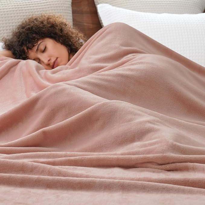 PHF Ultra Soft Fleece Blanket Twin Size, No Shed No Pilling Luxury Plush Cozy 300GSM Lightweight Blanket for Bed, Couch, Chair, Sofa Suitable for All Season, 66" x 90", Rose Pink