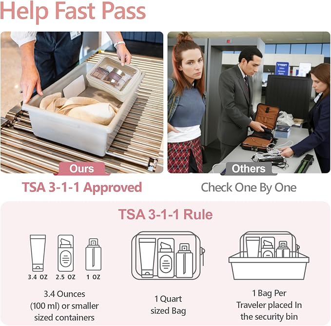 PACKISM TSA Approved Toiletry Bag - Upgrade Color-Edged Clear Makeup Bags, Clear Toiletry Bags For Traveling Fits Various Storage Needs