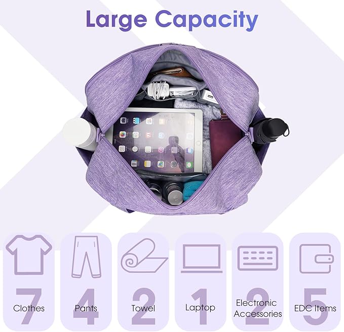 Narwey 18" Carry on Bag with Laptop Compartment 14 Inch Travel Duffel Bag for Spirit Airlines Personal Item Bag Overnight Weekender Bag with Wet Pocket for Women and Men (Purple)
