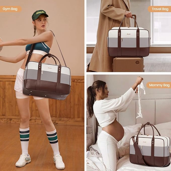 LOVEVOOK Weekender Travel Duffel Bag, Personal Item Duffle Bags for Women with Laptop Compartment, Overnight Bag with Toiletry Bag, Yoga Gym Bag with Wet Pocket, Hospital Bag for Labor and Delivery