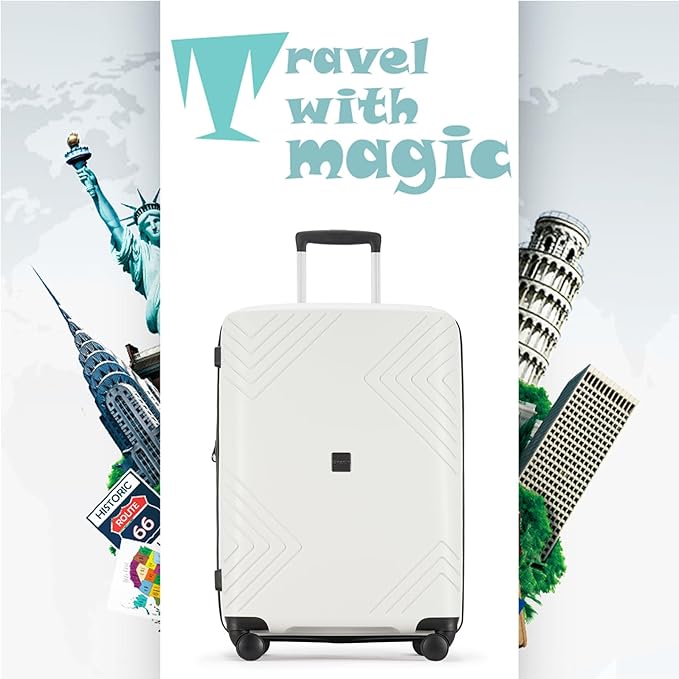 PRIMICIA GinzaTravel Rune series expandable 3 Luggage Sets,Lightweight Hardside Suitcase With Spinner Wheels TSA Lock,PP material business fashion suitcase