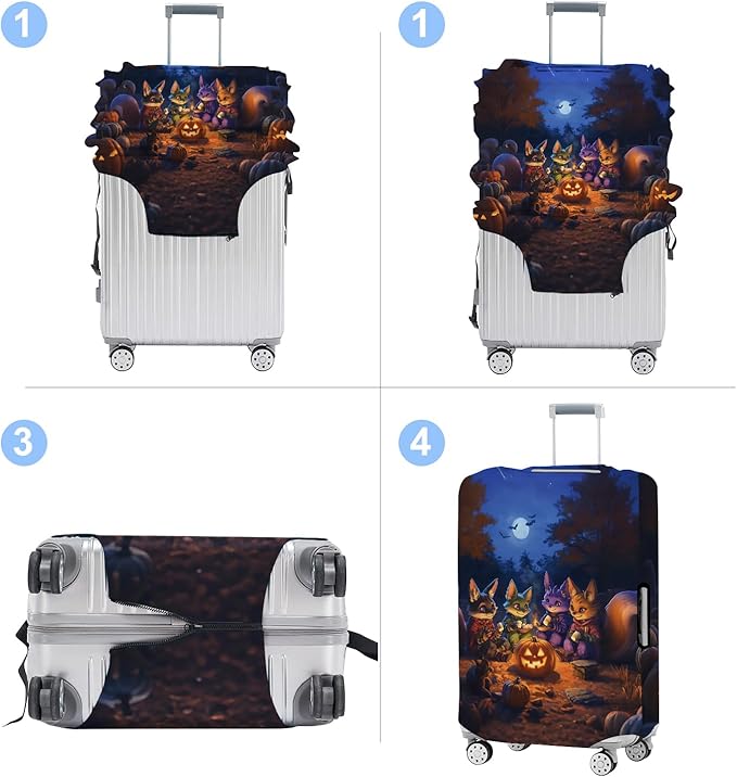 Halloween Luggage Cover Washable Suitcase Protector Anti-Scratch,Stretchable Fit for 20-34Inch Luggage Durable Travel Bag Cover with Zipper Closure (XL(32-34inch suitcase))