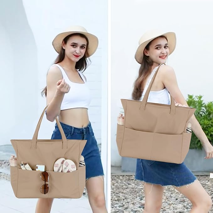 Waterproof Beach Tote Pool Bags for Women Ladies Extra Large Gym Tote Carry On Bag With Wet Compartment for Weekender Travel