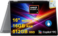 HP OmniBook X Flip Copilot+ AI PC 2-in-1 Laptop | 16" WUXGA Touch (400nits) | AMD 6-core Ryzen AI 5 340 (Up to 50 Tops) | 16GB DDR5 512GB SSD | Backlit 5MP IR Privacy Camera Win11Pro w/DLCA Accessory
