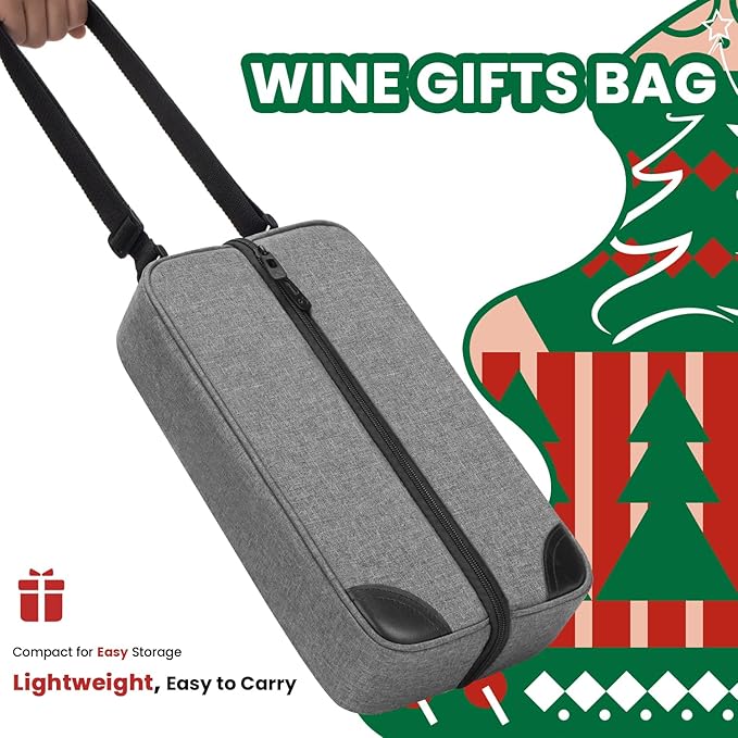 ALLCAMP Wine Tote Bag with Cooler Compartment，Picnic Set Carrying Two Sets of Tableware（Gray）