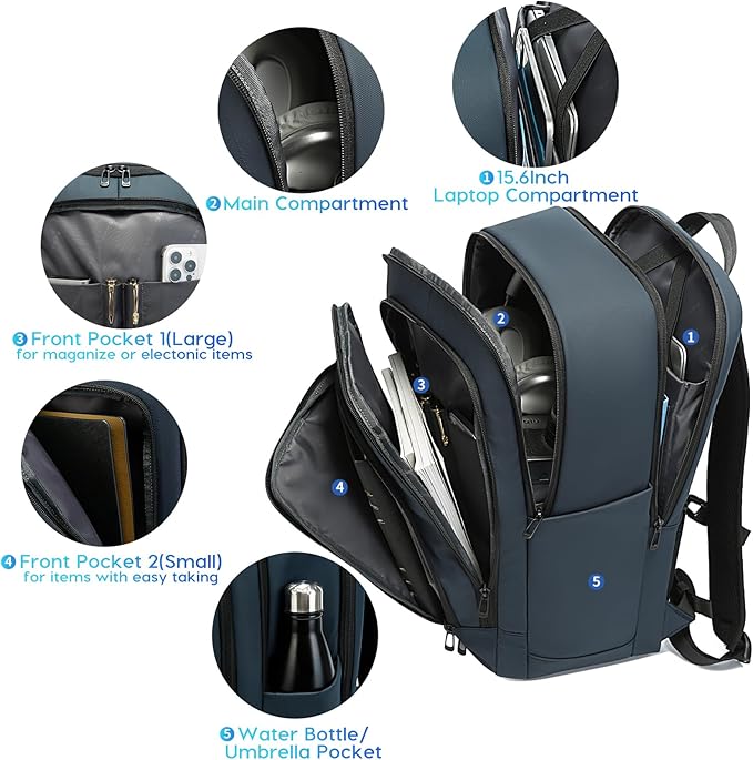 BANGE 28L Slim Laptop Backpack for Men & Women, 15.6 Inch Business Backpack, Lightweight Travel Backpack, Waterproof Work Commuter Backpack, Hiking Daypack for Office, Outdoor, and Daily Use