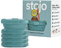 STOJO Collapsible Sandwich Box – 24oz, Reusable Food Storage Container, Silicone Bowl for Hot/Cold Food – Meal Prep, Lunch, Camping, Hiking – Dishwasher Safe (Set of 5, Eucalyptus)