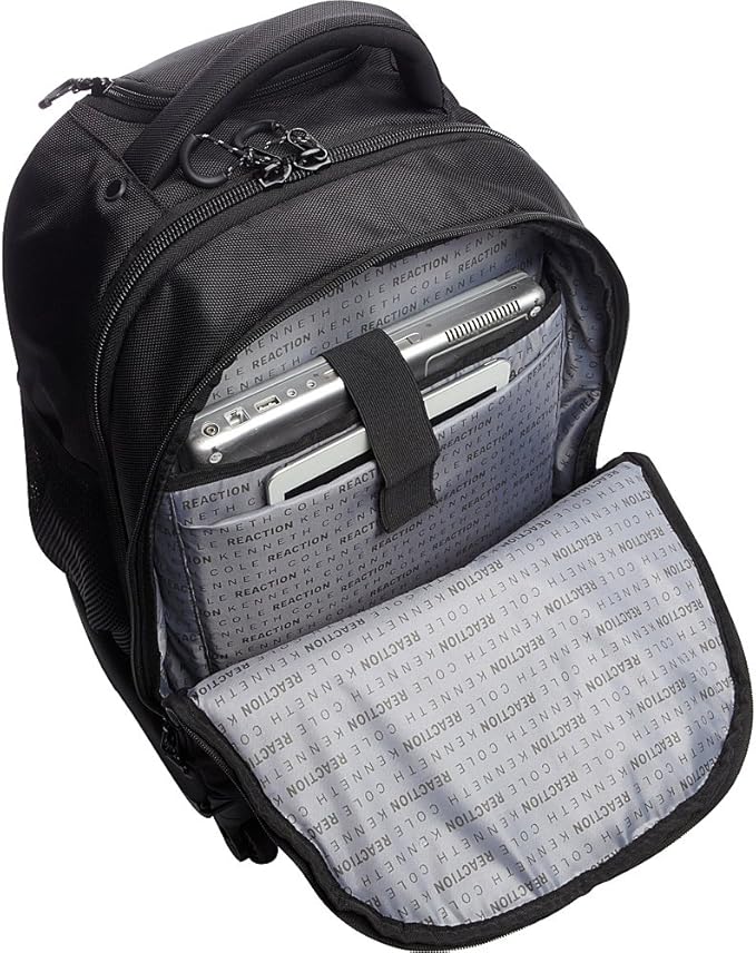 Kenneth Cole REACTION 17" Polyester Dual Compartment 4-Wheel Laptop Backpack, Black
