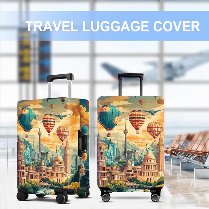 Luggage Cover Washable Suitcase Protector Anti-scratch Suitcase cover Fits 20-34 Inch Luggage (Balloon, M(24-26inch suitcase))