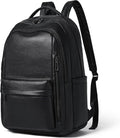 30L Business Laptop Backpack for Women Men, Travel Work Backpack Purse Faux Leather College Bookbag fits 15.6" Laptop - Black