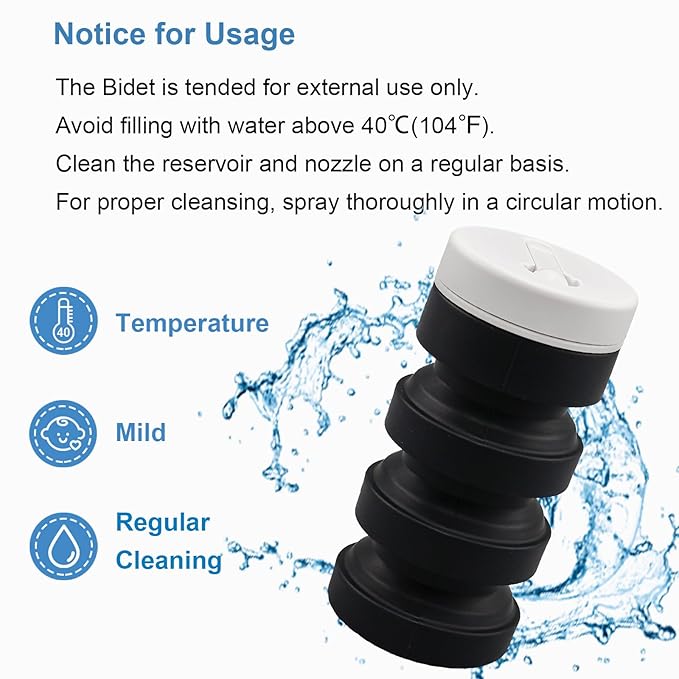 Collapsible Handheld Bidet Portable With Retractable and Angle-Adjustable Nozzle,Hook,300ML,Silicone Peri Bottle For Personal Hygiene Cleaning,Outdoors Camping & Travel,Bidet Sprayer for Women Men 1Pc