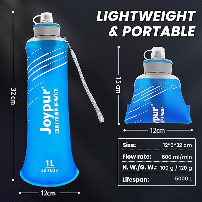 Water Filter Bottle Survival - 650/1000/2000ml Collapsible Water Bottle with NSF/FDA Certification with Filter Squeeze Water Filter Bottle Portable Water Filter Hiking Backpacking Camping
