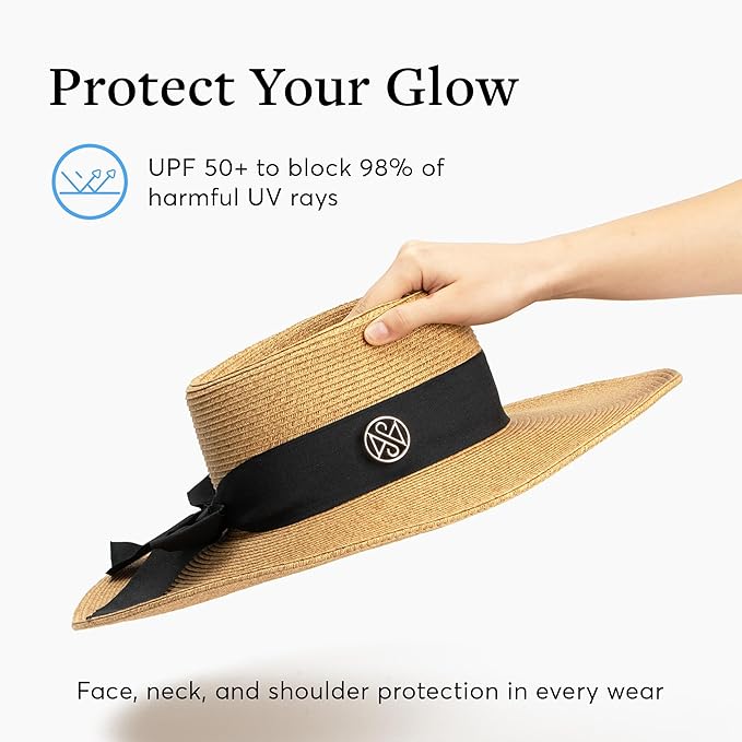 Wide Brim Sun Hat – UPF 50 Sun Protection Hat, Lightweight & Adjustable Hat, Esthetician-Designed Sun Hats for Women UV Protection, Stylish Beach & Gardening Hat Beige