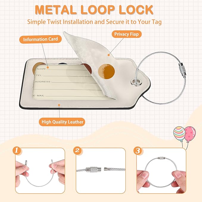 Boho Color Sunburst PU Leather Luggage Tags for Suitcase, Abstract Desert Travel Cruise 3 Pack with Privacy Flap, Name ID Label and Metal Loop for Women Men Girls Baggage Bag Backpack