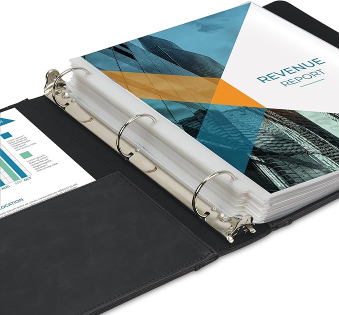 Samsill Vintage Leather Binder, 1 Inch Round Ring (Holds 200 Sheets), Letter Size 8.5x11 Documents, Professional Organizer Portfolio, No Zipper, Black