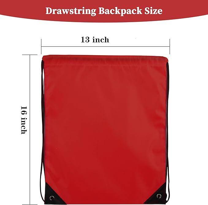 60 Pieces Red Drawstring Backpack Bags Sports Sackpack Bulk Cinch Gym Bag For Women Men Outdoor Sports Backpack