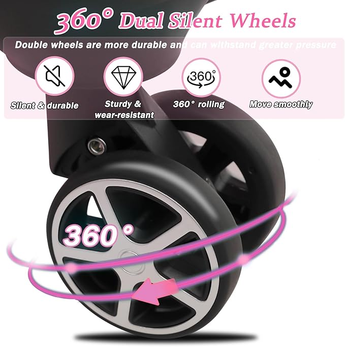 Merax Luggage Set 6 Piece, Hardshell ABS Suitcases with 8 Silent Spinner Wheels, Durable and Lightweight Travel Luggage for Family Trips, Pink