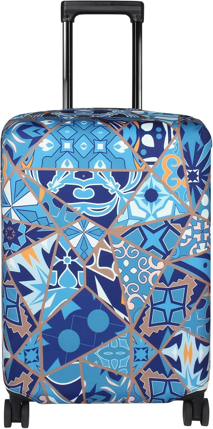 Explore Land Travel Luggage Cover Suitcase Protector Fits 31-32 Inch Case (Portuguese tiles, XL)