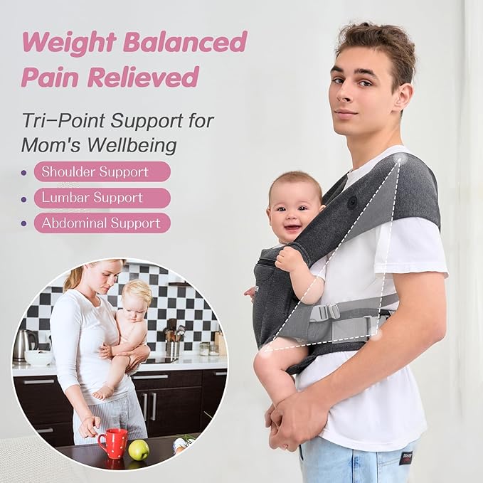 Newly Upgraded Baby Carrier Newborn to Toddler - Infant Carrier for Babies 0-36 Months, Ergonomic and Cozy Carrier with Soft Fabrics for Face-in and Face-Out Front, Dark Gray