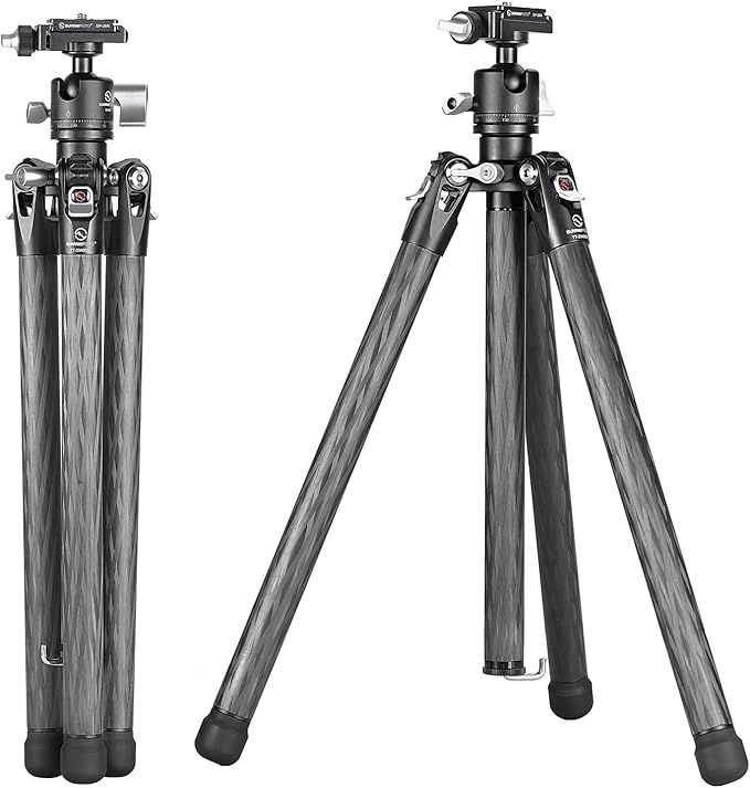 TT2340CE 4-Sections Carbon Fiber Travel Tripod for Ipad, Phone, DSLR Camera, Ideal for vlog Photography, Compact Travel Tripod Lightweight, Small and Short, with 25mm Ball Head