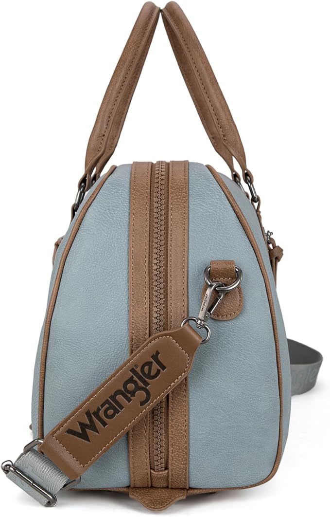 Wrangler Travel Duffel Bag Large Weekender Bag for Women Designer Carry on Overnight Bag for Trips Leather Luggage Bag Jean WG185-5110JN