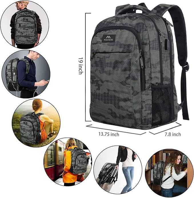 MATEIN 17.3 Inch Computer Backpack, Extra Large TSA Friendly Travel Laptop Backpack with USB Charging Port, Anti Theft Carry On Flight Approved Business Work College Backpack Bag for Men Women Gift