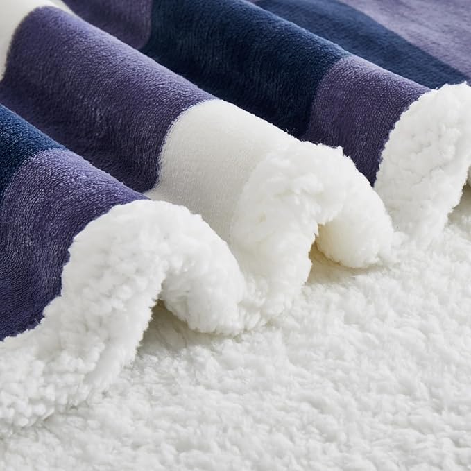 PU MEI Sherpa Blanket Fleece Throw Blanket Twin Plaid Thick Bed Blanket, Soft Warm Cozy Blue Checkered Throw Blanket 60"*80"