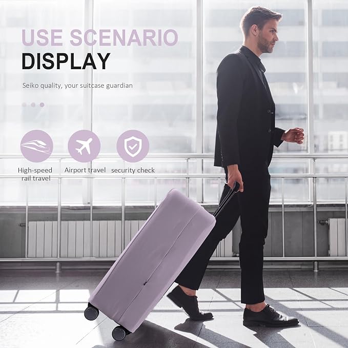 Travel Luggage Cover Suitcase Protector Scratch-Resistant Fit 19-31 Inch Suitcase, Not Included Suitcase (Lavender Purple, 2XL(30-31 inch))