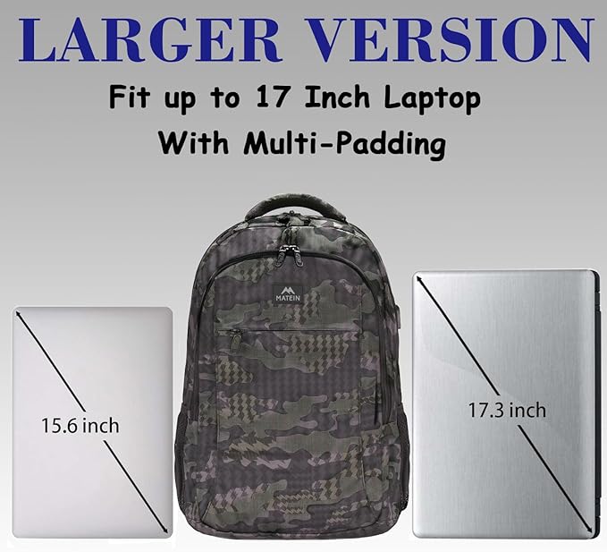 MATEIN 17.3 Inch Computer Backpack, Extra Large TSA Friendly Travel Laptop Backpack with USB Charging Port, Anti Theft Carry On Flight Approved Business Work College Backpack Bag for Men Women Gift