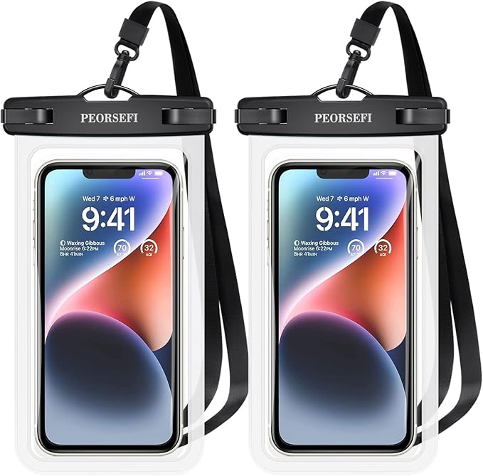 Universal Waterproof Phone Pouch-Waterproof Phone Case for iPhone 15 14 13 12 Pro Max XS Plus Galaxy S24+ S23 Up to 7",IPX8 Waterproof Cellphone Dry Bag Beach Vacation Cruise Ship Essentials-2 Pack