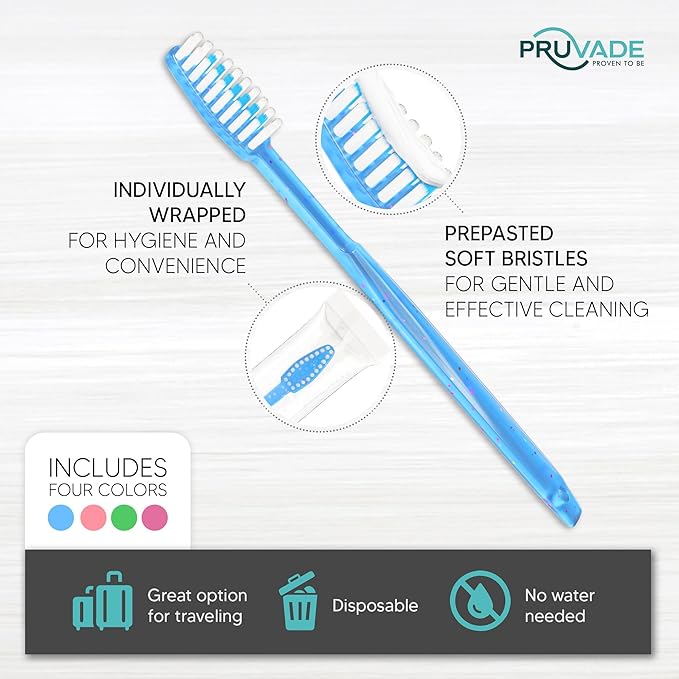 144 Pack Disposable Toothbrushes with Toothpaste Built in - Prepasted Toothbrushes Individually Wrapped - Single Use Waterless Tooth Brush with Soft Bristles - Bubblegum Flavor/Kids