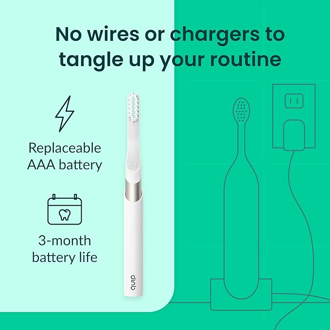 Quip Metal Sonic Toothbrush, Electric Toothbrush for Adults –Time Travel & Soft Bristles with Travel Case & Replaceable Brush Head -3-Month Battery Life - Moonrise Champagne