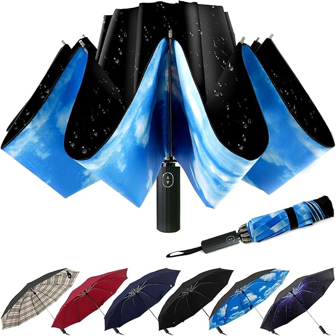 LLanxiry Compact Travel Umbrella, Mini Windproof Umbrellas for Rain & Sun, Small Lightweight Outdoor UV Umbrella, Portable Folding Umbrellas for Travel